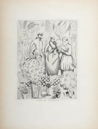 Incisione Laboureur - Chez la Floriste, 1920 