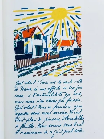 Litografia Laboureur - Promenade avec Gabrielle. Texte et images lithographiés en couleurs par Jean Giraudoux et Jean-Emile Laboureur.