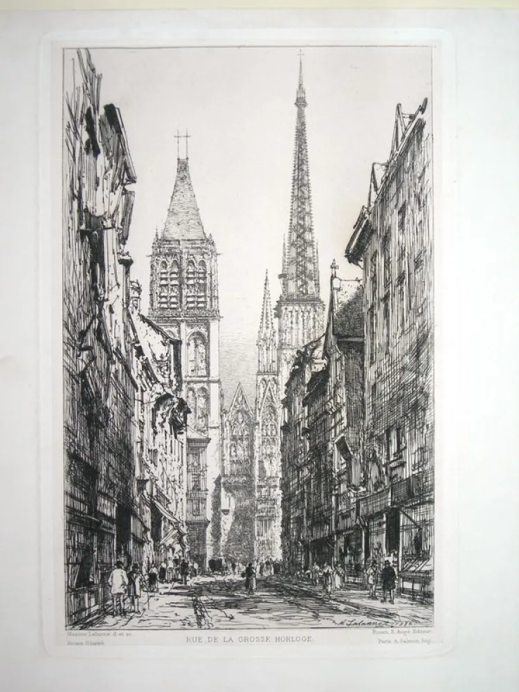 Incisione Lalanne - Rue de la Grosse Horloge
