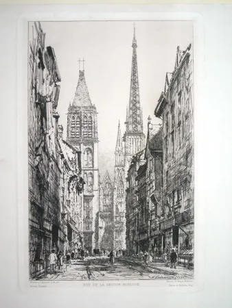 Incisione Lalanne - Rue de la Grosse Horloge