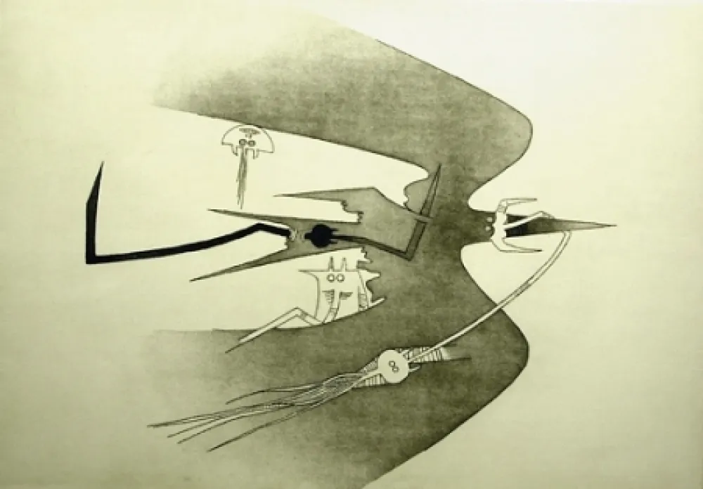 Acquaforte E Acquatinta Lam - Des hommes- oiseaux, des nageurs-courbes