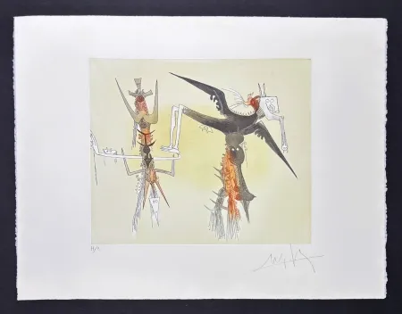 Incisione Lam - Wifredo Lam (1902 - 1982) - Untitled - Aquatint etching on Arches paper - 1979