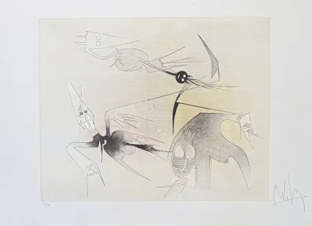Acquatinta Lam - Wifredo Lam (1902–1982) - Untitled from ''Visible Invisible'' folder - Aquatint etching on Goya paper - 1972