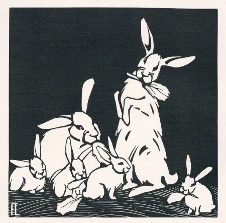 Incisione Su Legno Lang - Rabbits