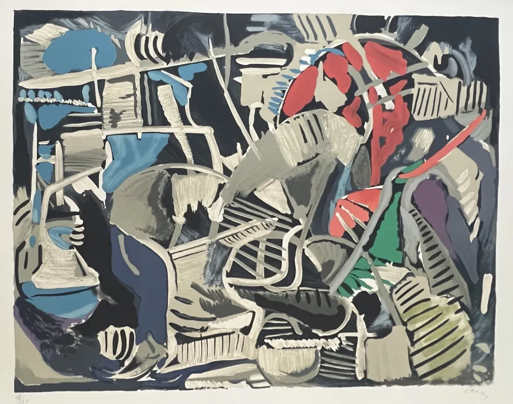 Litografia Lanskoy - Lithographie Composition abstraite, 1976