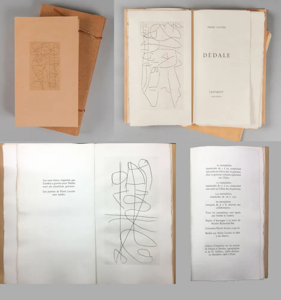 Libro Illustrato Lanskoy - Pierre Lecuire : DÉDALE. Lanskoy eaux-fortes. Exemplaire avec suite des gravures (1960)