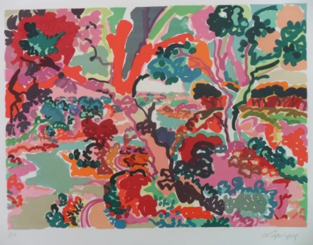 Litografia Lapicque - Foret au bord du Trieux