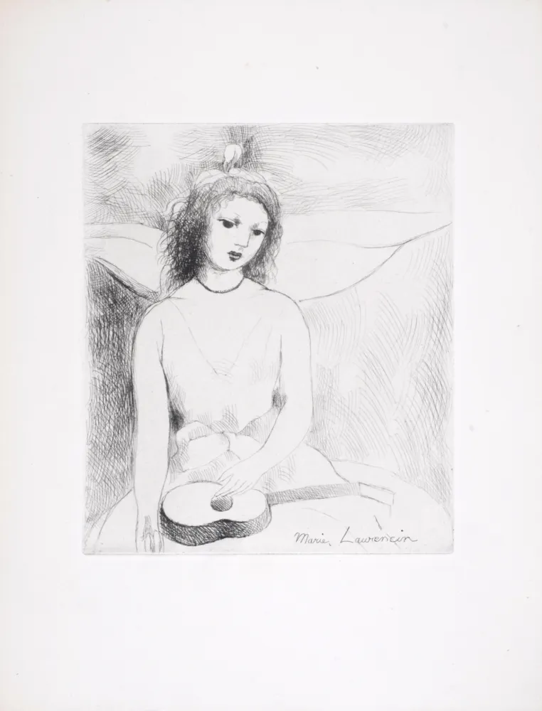 Acquaforte Laurencin - Jeune fille à la guitare, 1946