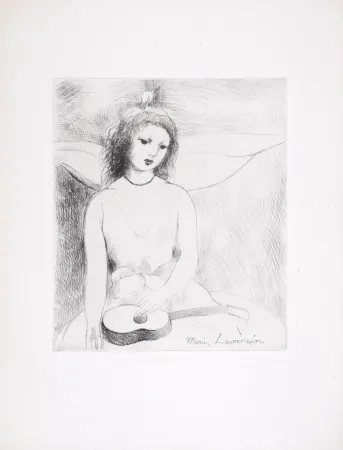 Acquaforte Laurencin - Jeune fille à la guitare, 1946