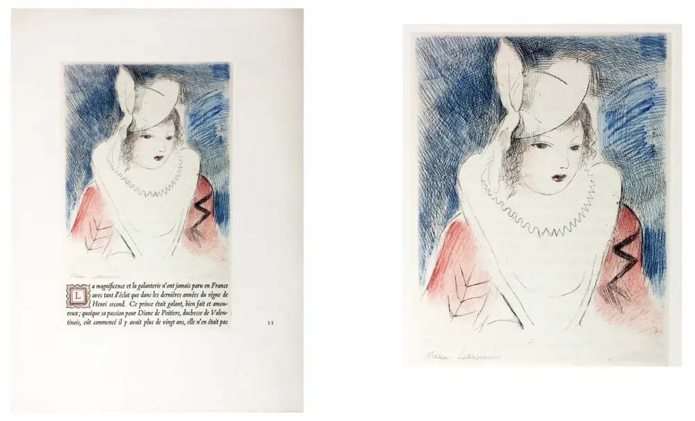 Acquaforte Laurencin - LA PRINCESSE DE CLÈVES (Pl. II signée au crayon). 1947