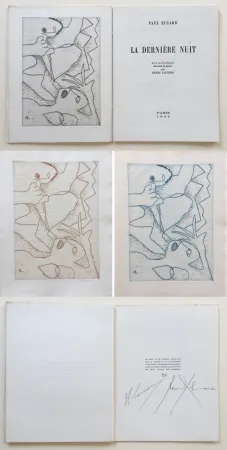 Libro Illustrato Laurens - Paul Éluard : La Dernière Nuit. Avec un frontispice gravé par Henri Laurens (1942).