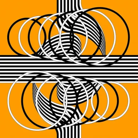 Litografia Le Parc - Larga marcha, 4 bifurcaciones, 14