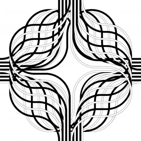 Litografia Le Parc - Larga marcha, 4 bifurcaciones, 4