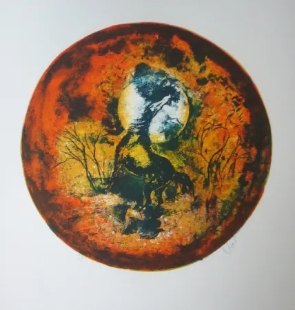 Litografia Lebadang - Cheval clair lune