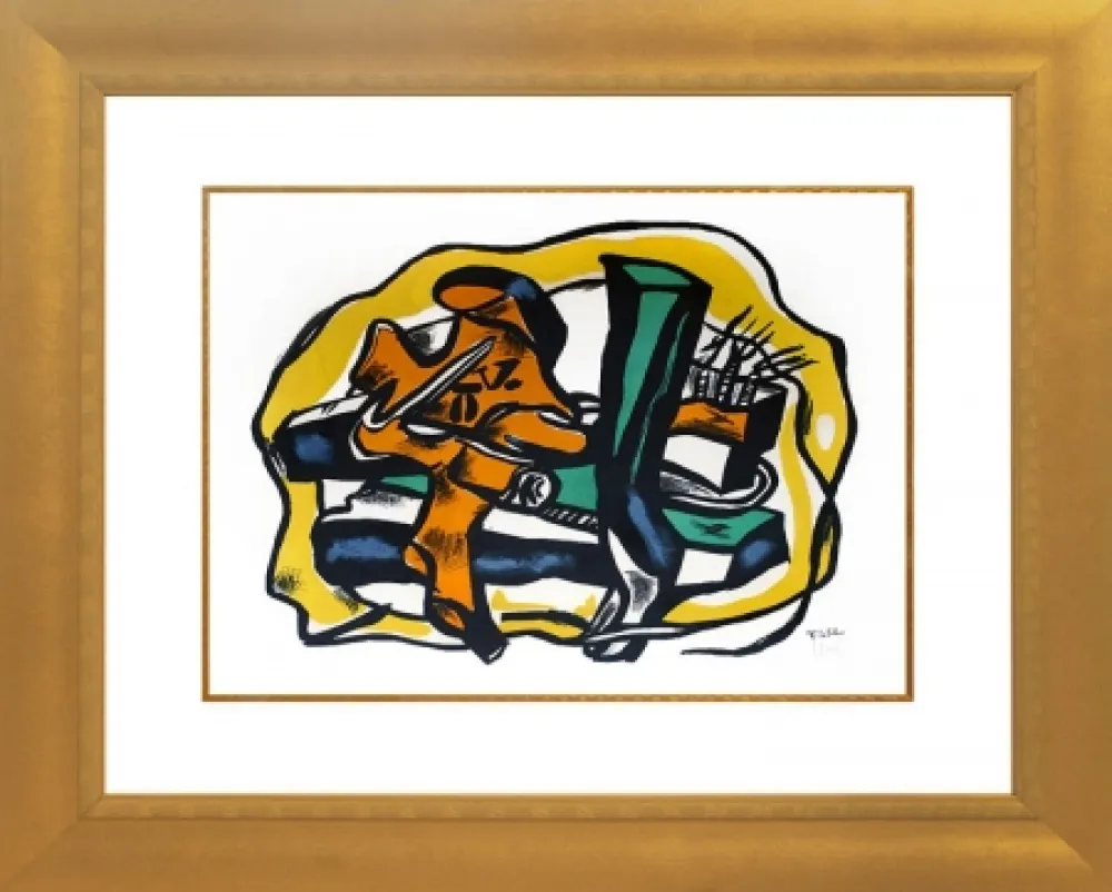 Litografia Leger - Composition sur fond Jaune