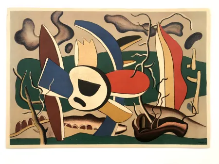 Litografia Leger - Fleurs et papillons / Peintures antérieures à 1940