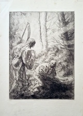 Acquaforte Legros - La mort et le bucheron