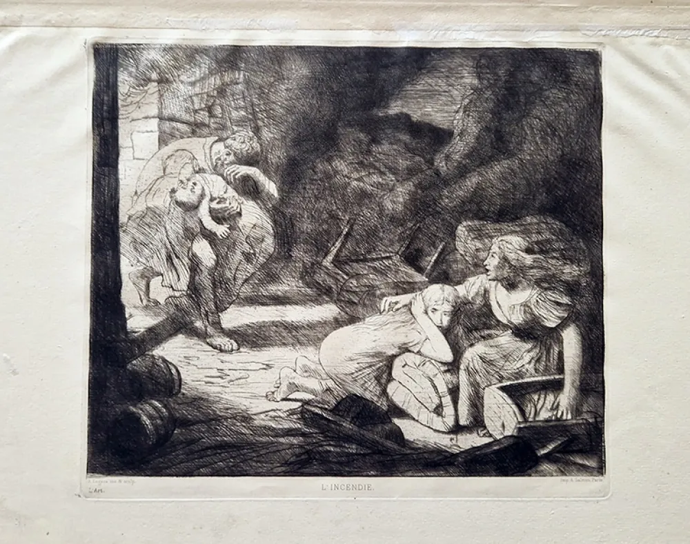 Acquaforte Legros - L'incendie