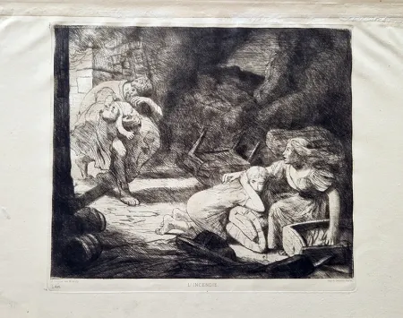 Acquaforte Legros - L'incendie
