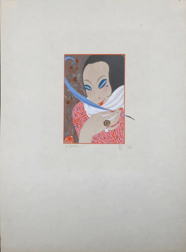 Multiplo Lepape - La Plume, 1914 - Art Deco Masterpiece!