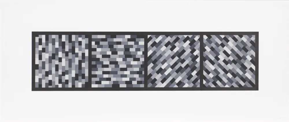 Linoincisione Lewitt - Broken Gray Bands in Four Directions