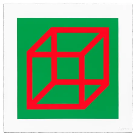 Linoincisione Lewitt - Cubes in Color on Color