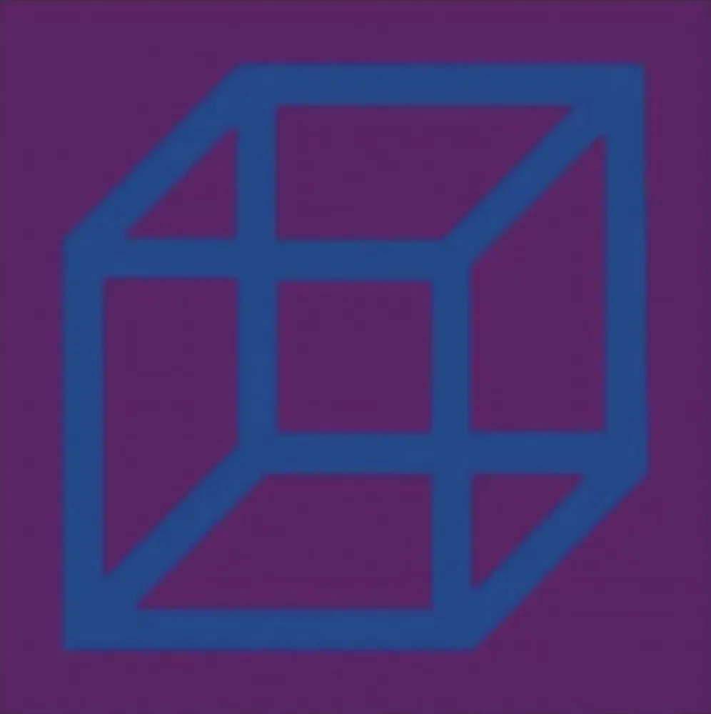 Linoincisione Lewitt - Cubes in Color on Color (Purple/Blue)