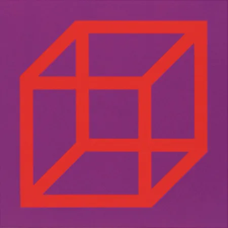 Linoincisione Lewitt - Cubes in Color on Color (Purple/Red)