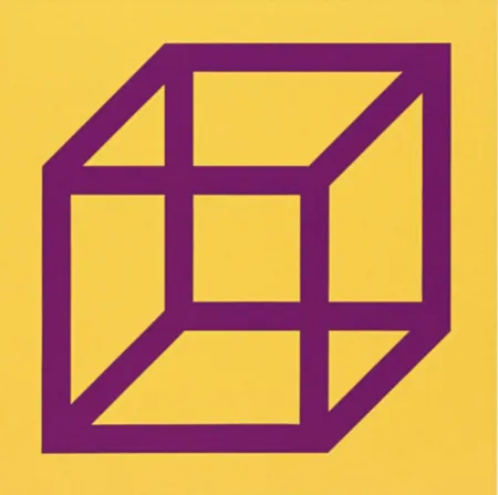 Linoincisione Lewitt - Cubes in Color on Color (Yellow/Purple)