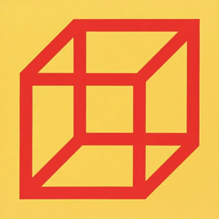 Linoincisione Lewitt - Cubes in Color on Color (Yellow/Red)