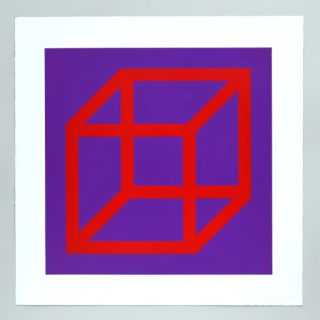 Linoincisione Lewitt - Open Cube in Color on Color Plate 05