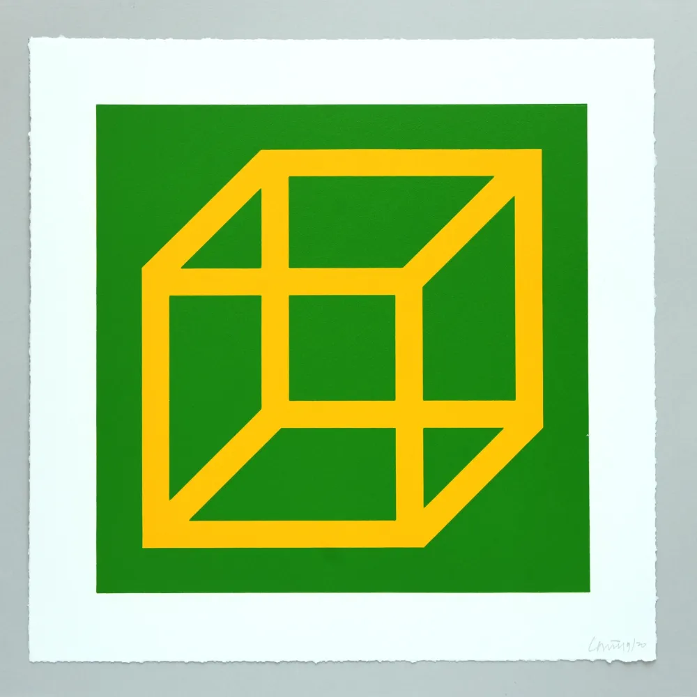 Linoincisione Lewitt - Open Cube in Color on Color Plate 08