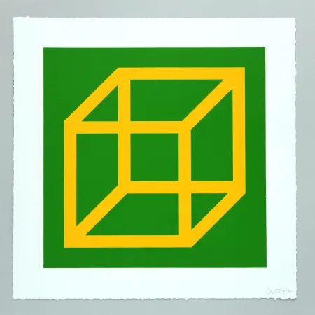 Linoincisione Lewitt - Open Cube in Color on Color Plate 08