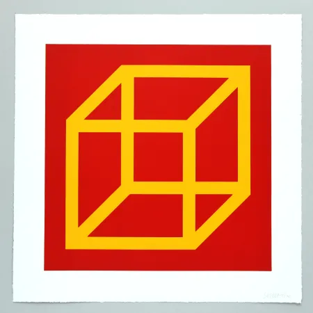 Linoincisione Lewitt - Open Cube in Color on Color Plate 10