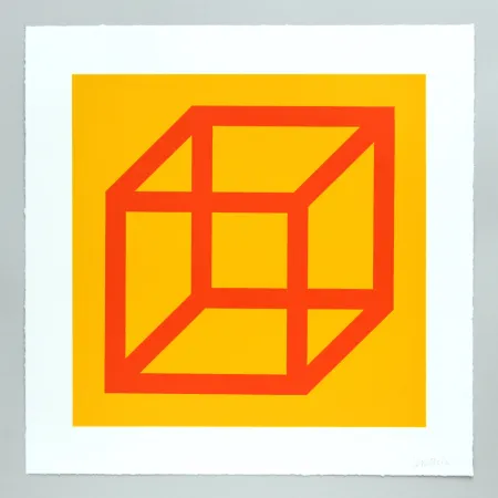 Linoincisione Lewitt - Open Cube in Color on Color Plate 19