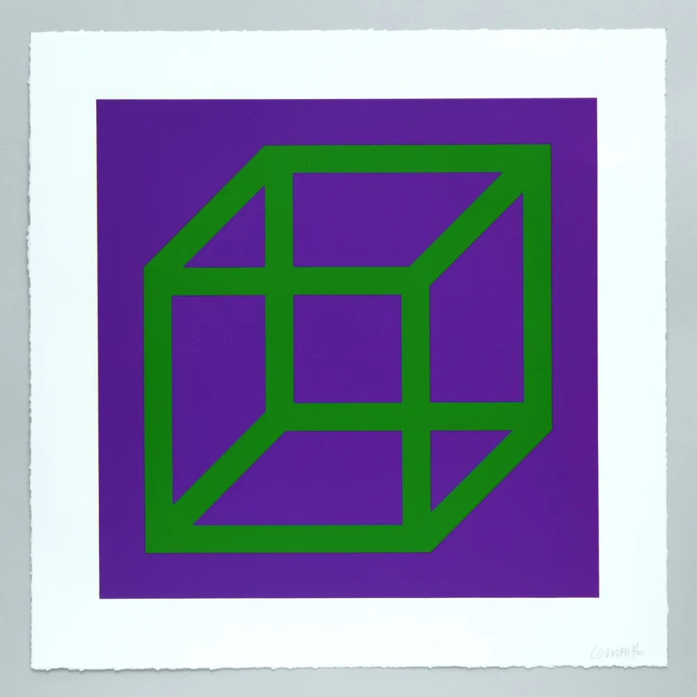 Linoincisione Lewitt - Open Cube in Color on Color Plate 21