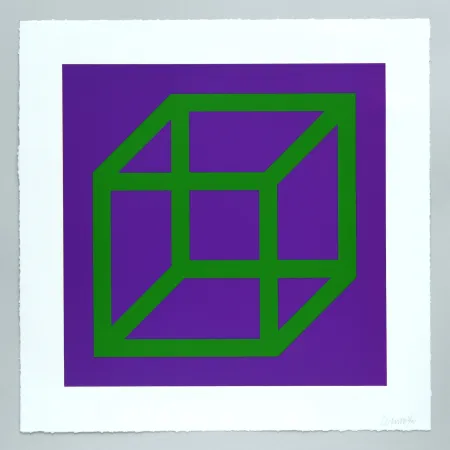 Linoincisione Lewitt - Open Cube in Color on Color Plate 21