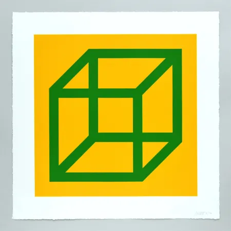 Linoincisione Lewitt - Open Cube in Color on Color Plate 23