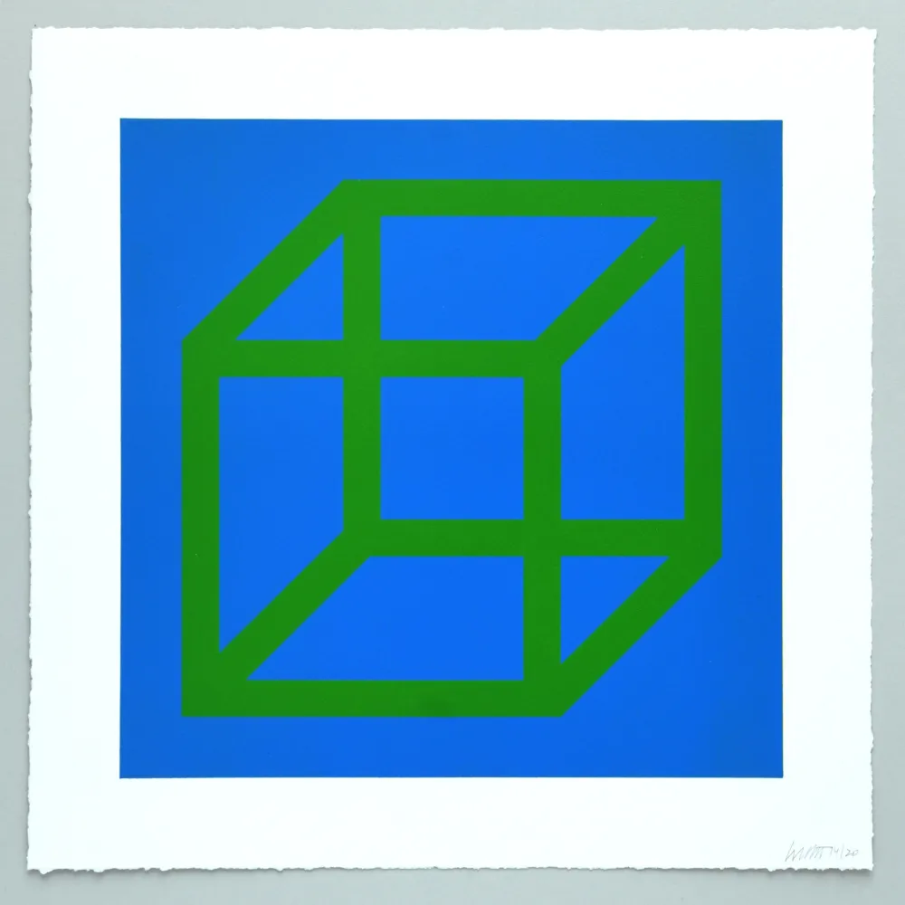 Linoincisione Lewitt - Open Cube in Color on Color Plate 24