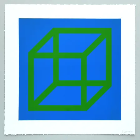 Linoincisione Lewitt - Open Cube in Color on Color Plate 24