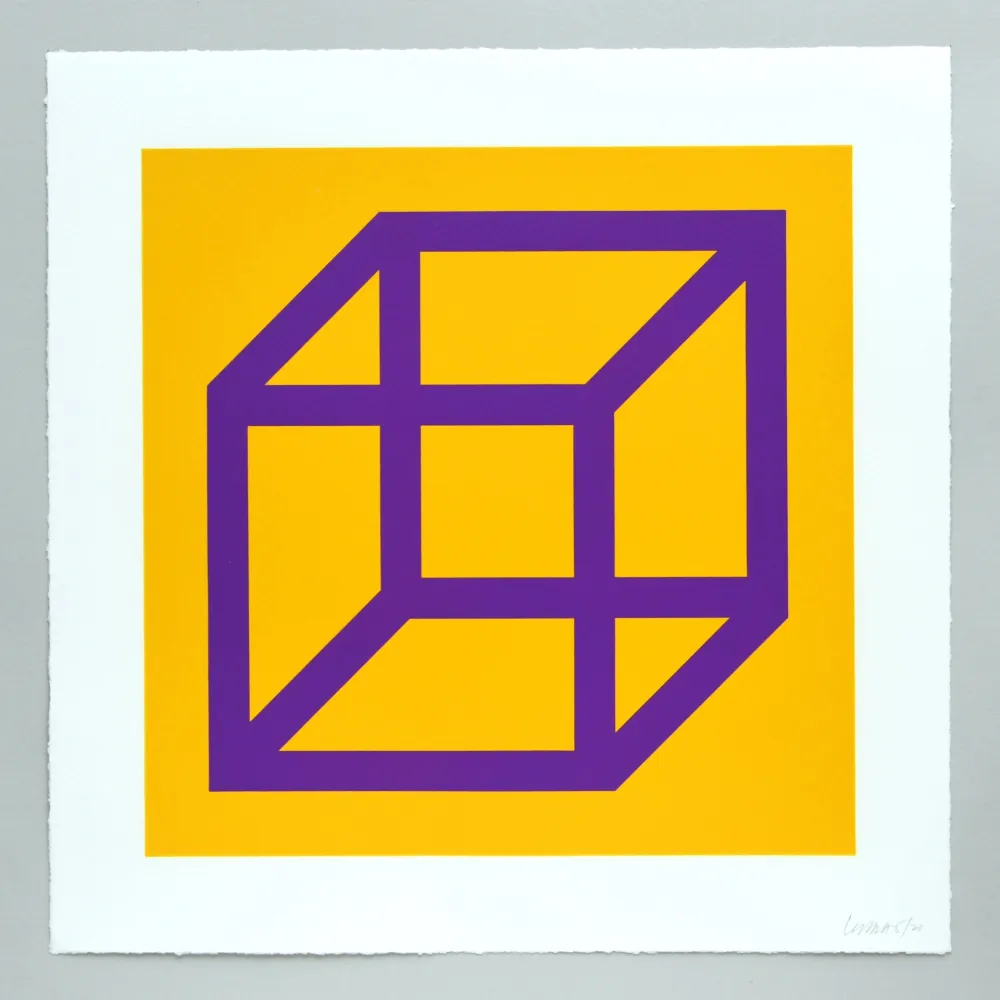 Linoincisione Lewitt - Open Cube in Color on Color Plate 27