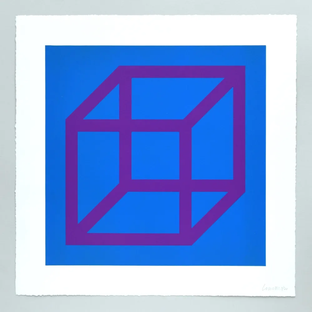 Linoincisione Lewitt - Open Cube in Color on Color Plate 28