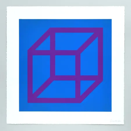 Linoincisione Lewitt - Open Cube in Color on Color Plate 28