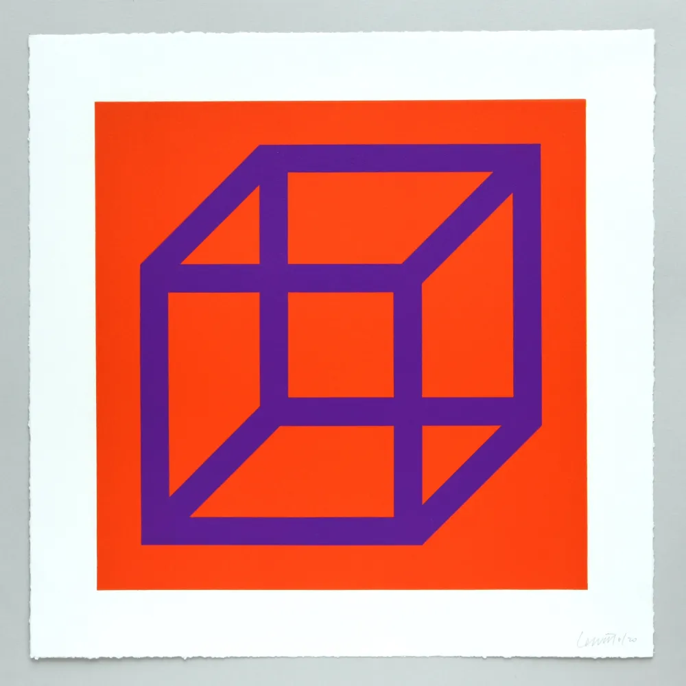 Linoincisione Lewitt - Open Cube in Color on Color Plate 29
