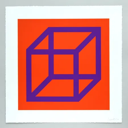 Linoincisione Lewitt - Open Cube in Color on Color Plate 29