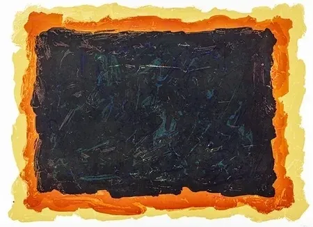 Acquatinta Lewitt - Rectangles irréguliers rouges, jaunes et bleus superposés.