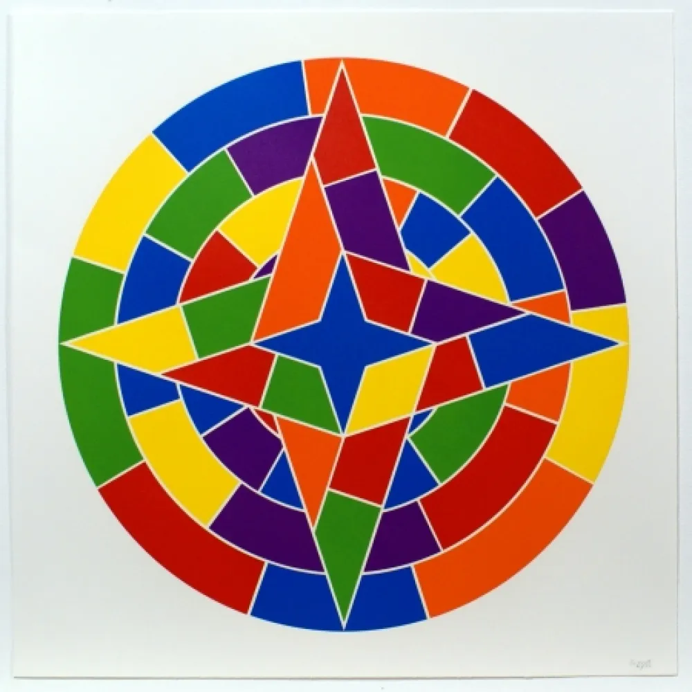 Linoincisione Lewitt - Tondo 2 (4 point star)