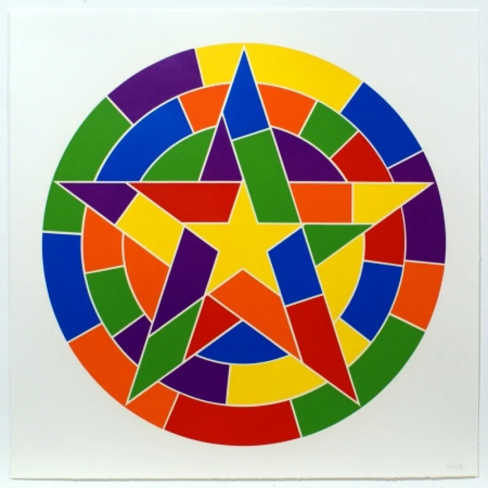 Linoincisione Lewitt - Tondo 3 (5 point star)