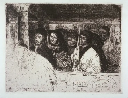 Incisione Leys - Les archers / The Archers