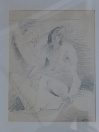Non Tecnico Lhote - Femme nue assise au palmier 